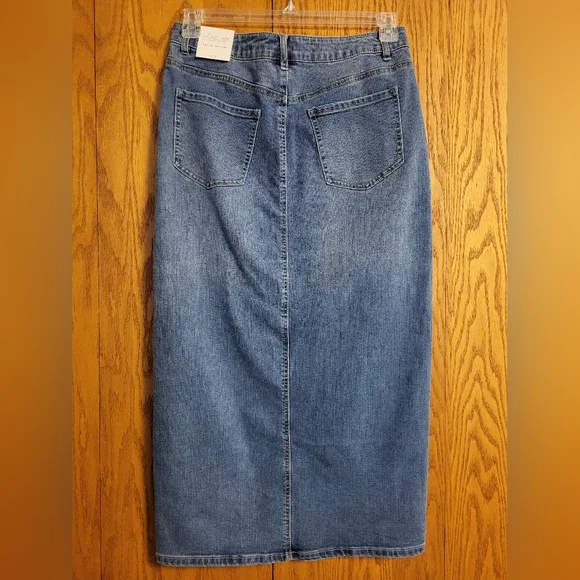 NWT Rachel Zoe Denim High Rise Maxi Skirt Size 8 - Picture 2 of 9